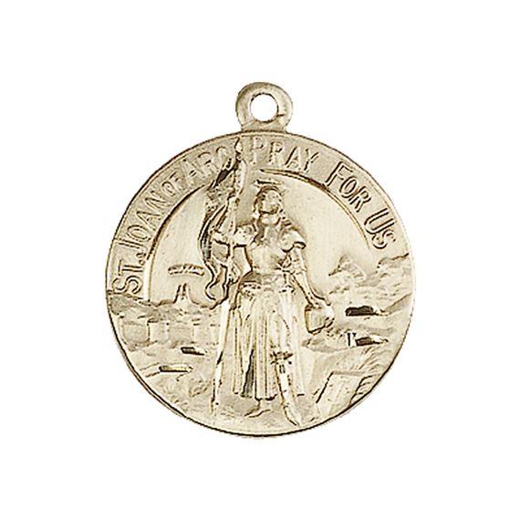 14KT GOLD ST JOAN OF ARC MEDAL - 7/8" x 3/4"